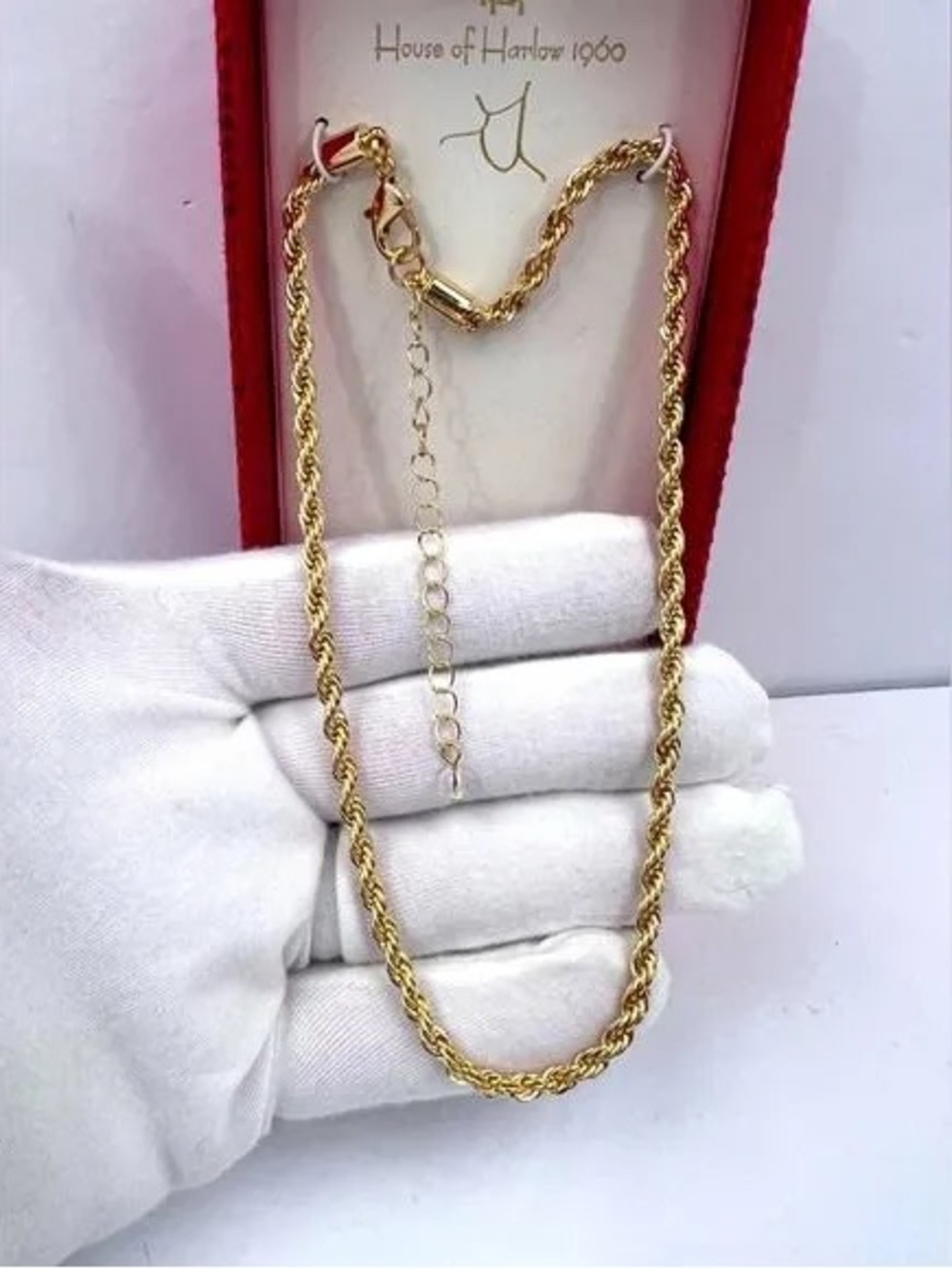 New House of Harlow 1960 Gold Twisted Rope Chain Necklace 15 “ 3 extender